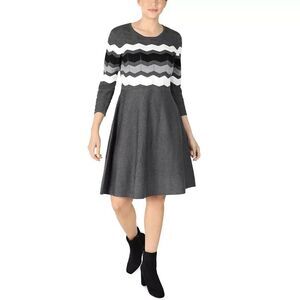 Sandra Darren 3/4 Sleeve Scoop Neck Sweater Fit & Flare Dress - Womens MEDIUM